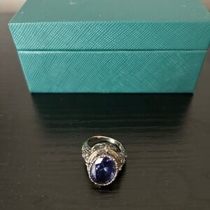 Sterling Silver Ring with Blue Gemstone